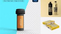 3047+ Matte Box with Bottle PSD Mockup Half Side View Premium Freebie for Designers