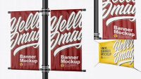 3048+ Two Glossy Banners PSD Mockup Half SIde View Editable Mockup PSD