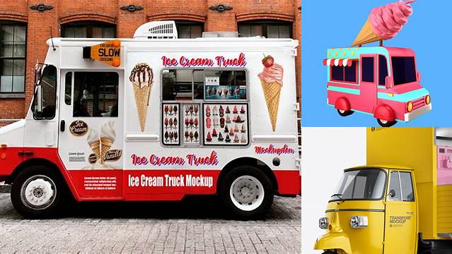 305+ Ice Cream Truck Mockup Free Smart PNG Image