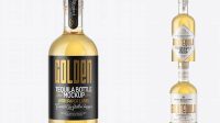 3053+ Tequila Gold Bottle with Wooden Cap PSD Mockup Versatile Photoshop File