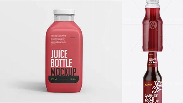 3055+ 330ml Garnet Juice Bottle PSD Mockup High-Resolution Graphic