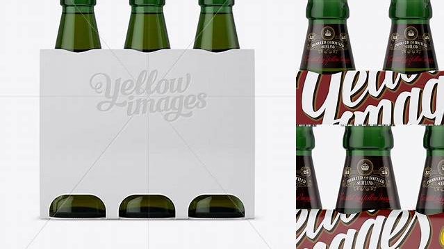 3061+ White Paper 3 Pack Light Green Bottle Carrier PSD Mockup Halfside View High-Quality Editable PSD