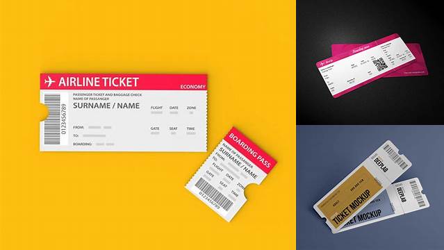 3064+ Plane Ticket Mockup Free Downloadable PSD