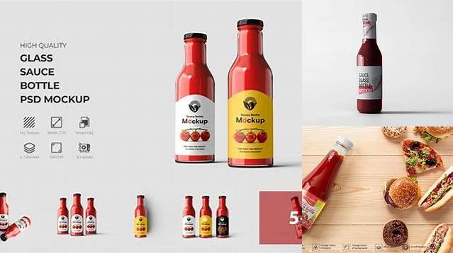 3066+ Clear Glass Bottle with ?urry Sauce PSD Mockup Exclusive and Stylish Design PSD