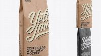 3067+ Kraft Coffee Bag With Valve PSD Mockup Half-Turned View Best for Showcase