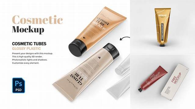 3069+ Metallic Cosmetic Tube PSD Mockup High-End Photoshop Mockup