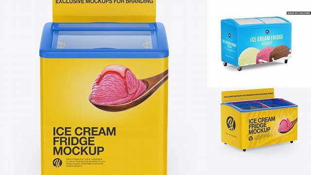 307+ Ice Cream Fridge PSD Mockup Half Side View Easy-to-Edit Photoshop Freebie