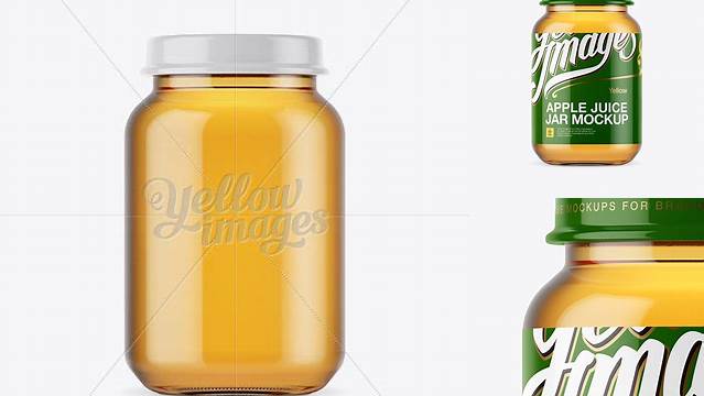 3072+ Baby Apple Juice Jar PSD Mockup Front View PSD for Creative Projects