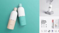 3075+ White Plastic Cosmetic Bottle PSD Mockup Easy-to-Edit PSD