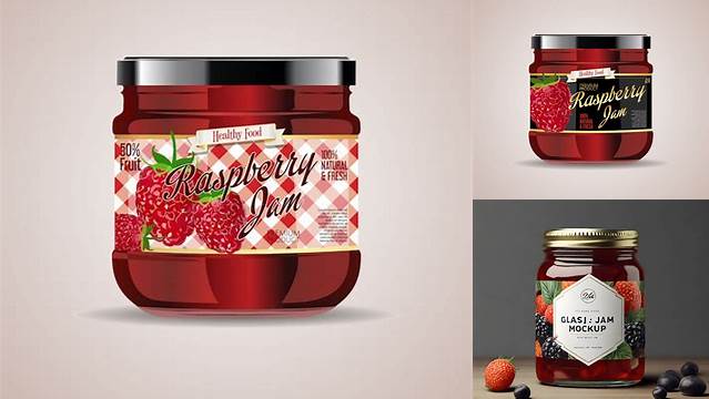 3076+ Glass Jar With Raspberry Jam PSD Mockup Modern Design PSD Resource Free Download