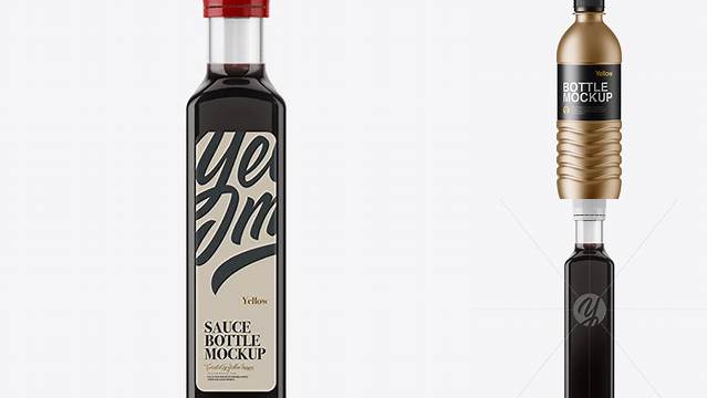 3080+ Glass Bottle 250ml with Wild Elderflower Vinegar PSD Mockup Creative Layered Mockup Freebie