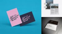 3081+ 2 Textured Paper Pieces And 2 Business Cards PSD Mockup Front View Creative Design Mockup