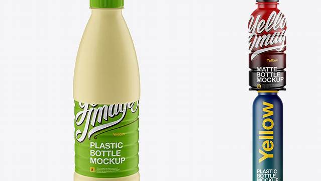 3083+ Matte PET Bottle PSD Mockup High-Angle Shot Premium Mockup Freebie