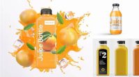 3083+ Orange Juice Bottle PSD Mockup Front View Premium Freebie for Designers