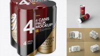 3087+ 4 Pack Can Mockup Creative High-Resolution PSD Freebie