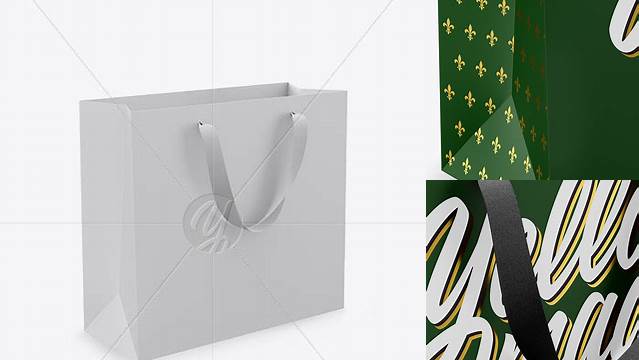 3090+ Matte Shopping Bag With Ribbon Handles PSD Mockup Halfside View Digital Photoshop Free Mockup