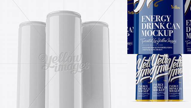 3093+ Three 250ml Glossy Aluminium Cans PSD Mockup Hero Shot Smart PNG Image