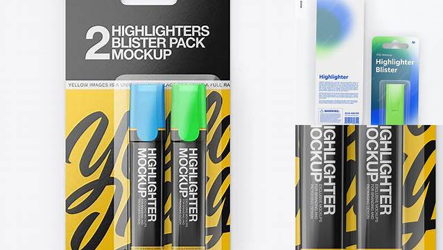 3096+ Blister Pack of 2 Highlighters PSD Mockup Advanced and Editable PSD Template Free