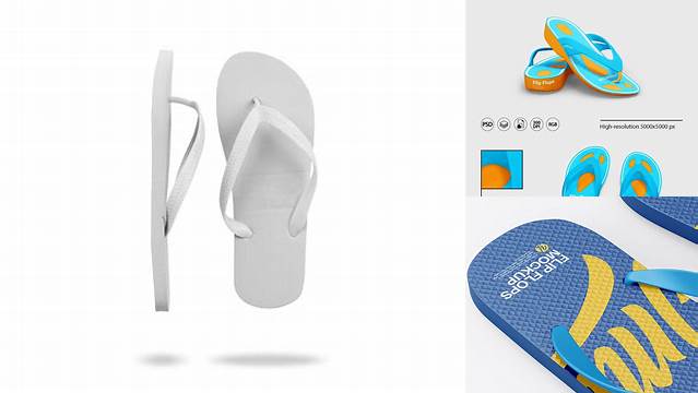 3096+ Flip Flops PSD Mockup Half Side View High-Angle Shot Free Creative Design