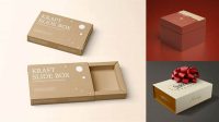 3098+ Kraft Gift Box PSD Mockup Front View Digital Resource Free Download