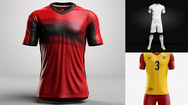 3098+ Men’s Soccer V-Neck Kit PSD Mockup Front View Creative Photoshop Resources