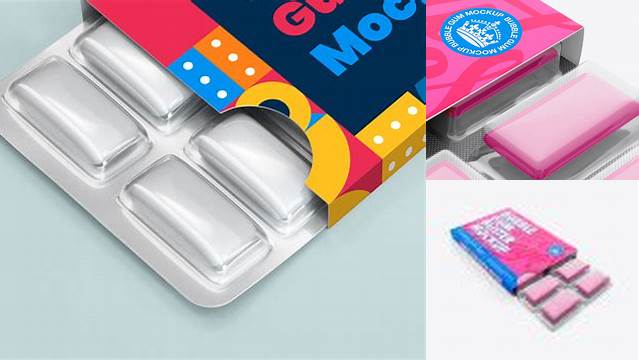 3099+ Chewing Gum in Blister Package PSD Mockup Top Half-side View Creative Digital PSD Download