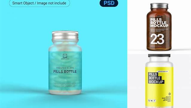 3099+ Frosted Glass Bottle With Pills PSD Mockup Editable Mockup PSD