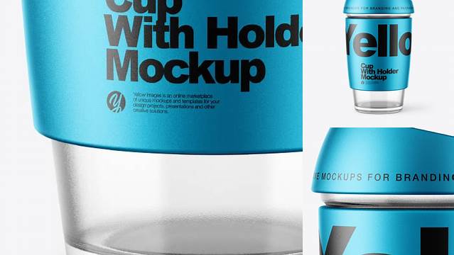 3100+ Clear Cup with Metallized Holder PSD Mockup Free Mockup PSD Template