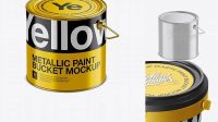 3102+ 3L Metallic Paint Bucket PSD Mockup Halfside View High-Angle Shot Free PSD for Designers