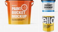 3104+ Glossy Paint Bucket PSD Mockup Front View High-Angle Shot Versatile Mockup for Designers