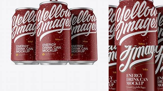 3104+ Three 330ml Metallic Aluminium Cans with Matte Finish & Condensation PSD Mockup Hero Shot Exclusive Free Creative Resource