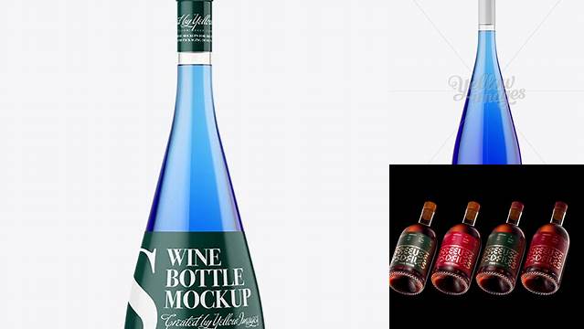 3107+ Clear Glass Bottle With Blue Liqour PSD Mockup Smart Editable Design Mockup