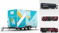 3107+ ?ement Trailer PSD Mockup Half Side View Fully Layered PSD Freebie