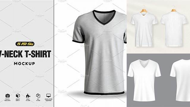 3112+ Men's V-Neck T-Shirt PSD Mockup Front View High-Quality Editable PSD