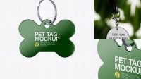 3117+ Glossy Pet Tag PSD Mockup Front View Smart Object PSD Template