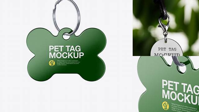 3117+ Glossy Pet Tag PSD Mockup Front View Smart Object PSD Template