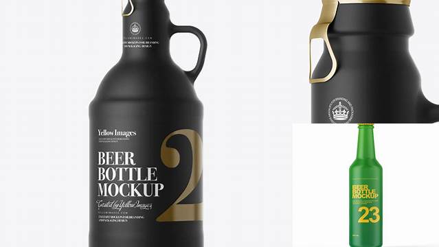 3119+ Black Matte Beer Bottle PSD Mockup Front View Exclusive Digital PSD Resource