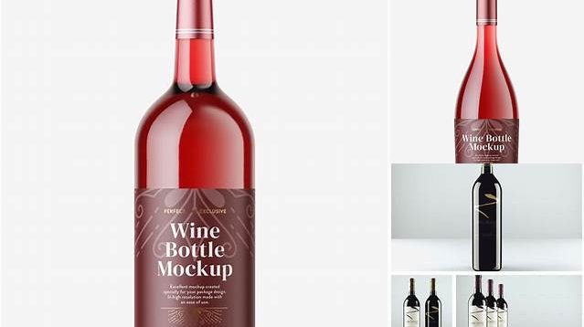 3119+ Clear Glass Bottle with Red Wine PSD Mockup Free Design Resource