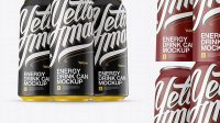 3119+ Three 500ml Aluminium Cans With Matte Finish PSD Mockup Hero Shot Free Downloadable Graphic Resource