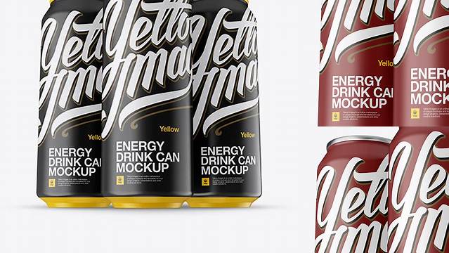 3119+ Three 500ml Aluminium Cans With Matte Finish PSD Mockup Hero Shot Free Downloadable Graphic Resource