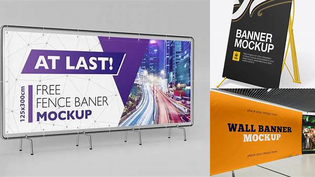 3122+ Textured Banner PSD Mockup Half Side View Creative Free Photoshop Template