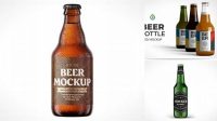 3123+ 330ml Vishy Amber Glass Beer Bottle PSD Mockup Editable Design PSD File