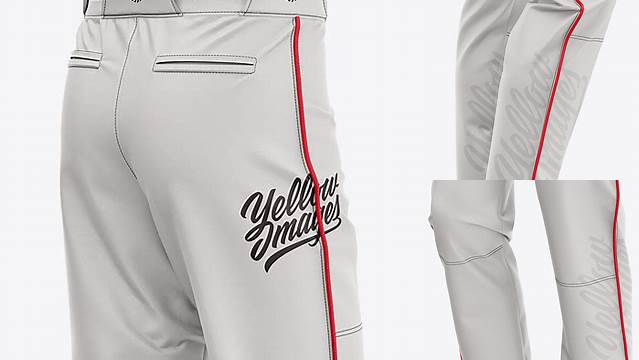 3123+ Fit Piped Baseball Pants Back Half-Side View Exclusive Free Photoshop Mockup