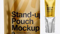 3126+ Metallic Stand-Up Pouch with Zipper PSD Mockup Front View High-Resolution Editable PSD