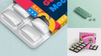 3127+ Chewing Gum Blister Package PSD Mockup Top View Free Stylish PSD for Graphic Designers