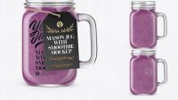 3127+ Opened Mason Jug with Berries Smoothie PSD Mockup Creative Layered Mockup Freebie