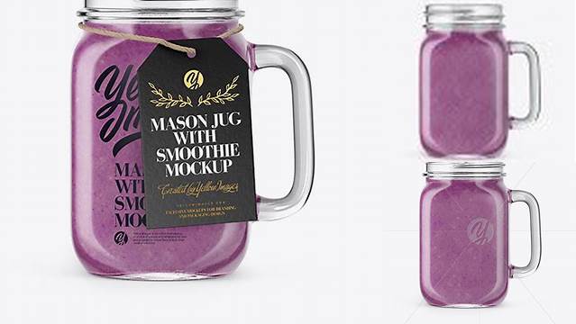 3127+ Opened Mason Jug with Berries Smoothie PSD Mockup Creative Layered Mockup Freebie