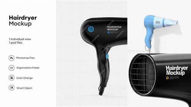 3128+ Glossy Hairdryer PSD Mockup Layered PSD for Easy Editing