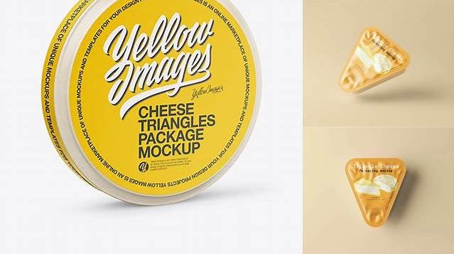 313+ 8 Cheese Triangles Package PSD Mockup Front View High Angle Shot Free Design Resource