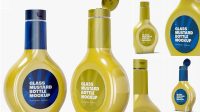 313+ Mustard Glass Bottle PSD Mockup Easy-to-Edit PSD